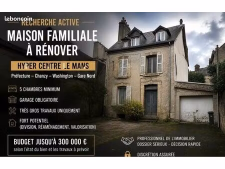 recherche active – maison familiale à rénover – hyper centre le mans