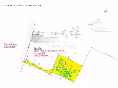 vente terrain 1730 m² à saint-yzan-de-soudiac (33920)  56 000 €