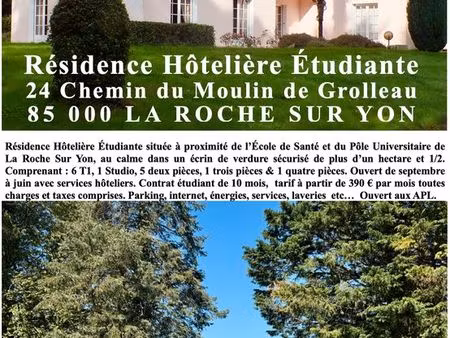 résidence étudiante non fumeur  chambres meublées tout équipées avec services hôteliers in