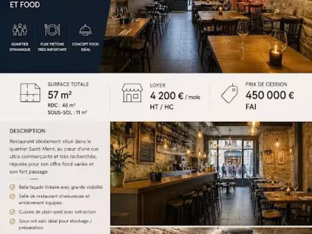 vente locaux professionnels 57 m² à paris 4ème (75004)  450 000 €