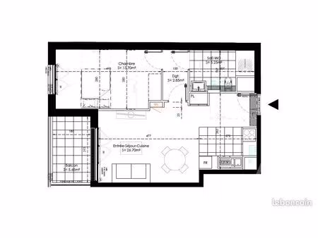 immeuble 2 pièces 49 m²