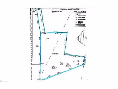 vente terrain 1131 m2 à aigondigné 31000€