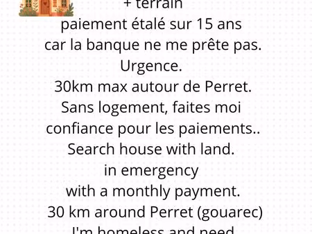 ??????urgent cherche maisonnette