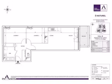 appartement 3 pièces 64 m²