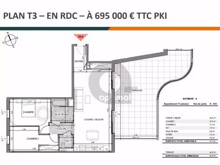 eze - programme neuf - livraison fin 2027 - 3 pieces avec terrasse + parking en sous-sol