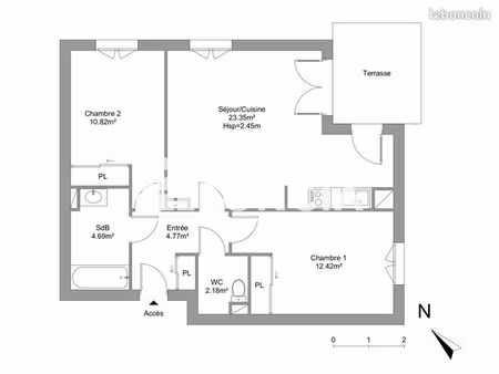appartement 3 pièces 58 m²