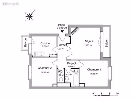 appartement 3 pièces 53 m²