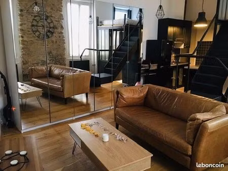 location meublée 1 pièce-32 m2- loft -très belle hauteur sous plafond- plein centre-ville 