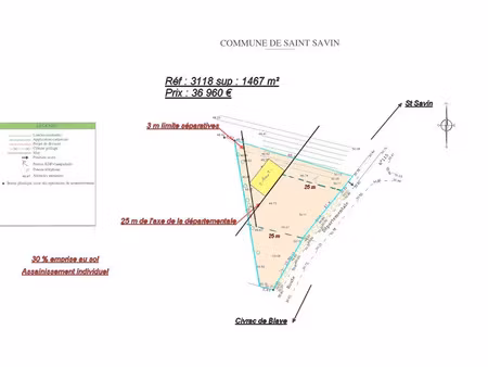 vente terrain à saint-savin (33920)  36 960 €