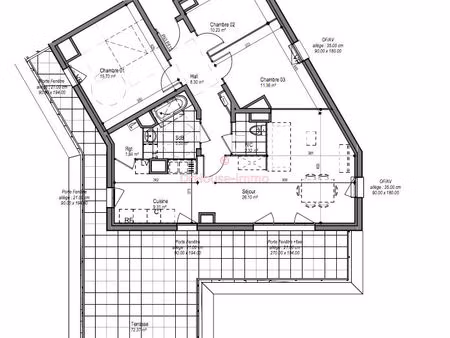 appartement neuf t4 plein sud de 90 m2  double terrasse de 72 m2 et 2 parking situé à haub