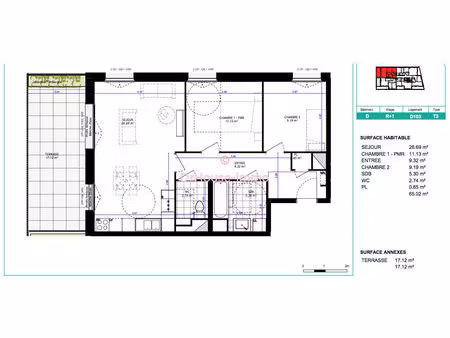 appartement neuf t3 avec balcon et parking