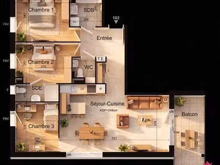 appartement 4 pièces 81 m²