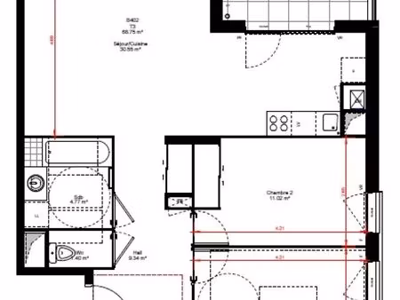 appartement 3 pièces 68 m²