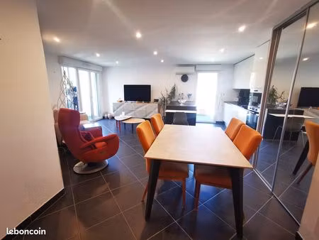 pegomas centre superbe 3 pieces 66m2 orienté sud-ouest + 2 terrasses + 1 place parking en 