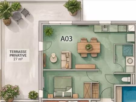 location appartement 2 pièces à saint-grégoire (35760) : à louer 2 pièces / 45m² saint-gré