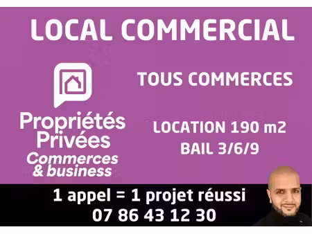à louer local commercial 190 m² – 1 500 € |berck