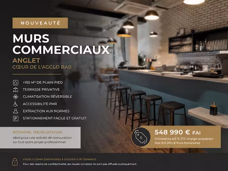 vente locaux professionnels 0 pièces 152 m² à anglet (64600)  548 990 €