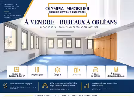 bureaux à vendre - proximité gare orléans - 137 m2 - 4 parki
