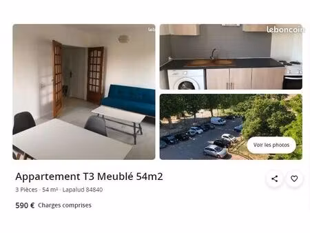 appartement meublé 54m2 cc