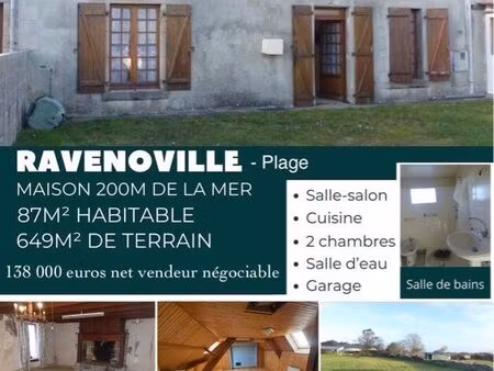maison à 200m de la mer  à ranenoville-plage