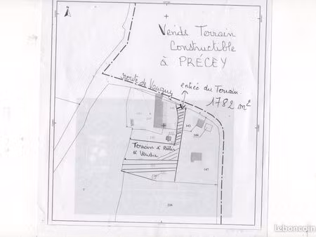 vends terrain constructible a precey non viabilisé