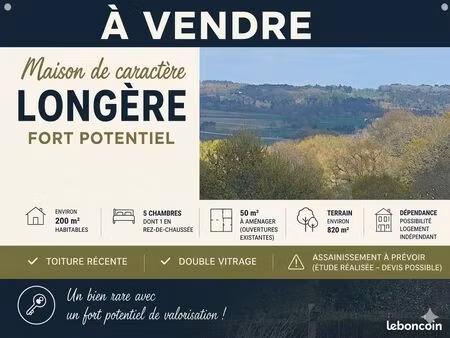 grande longère 200m2 + dépendance- fort potentiel