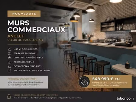 murs commerciaux 152 m² anglet