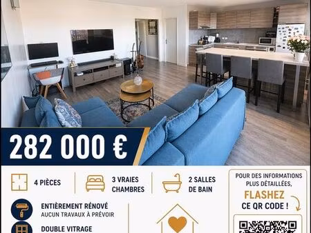 4 pièces rénové 78 m² – vue forêt – 3 ch – parking – dpe c