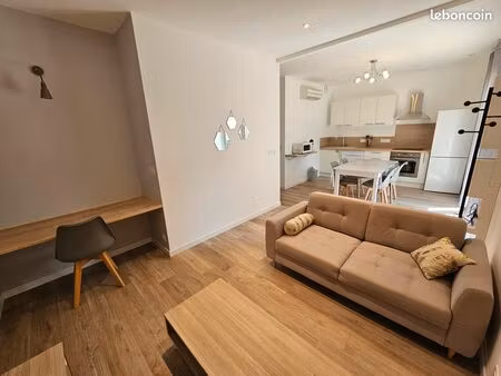 t2 meublé 45m2 + parking + jardin