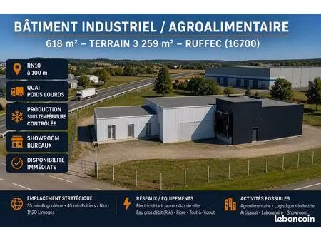 bâtiment industriel / agroalimentaire clé en main – 618 m²