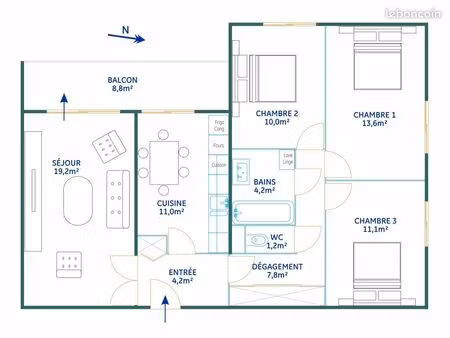 appartement 4pièces 82m²