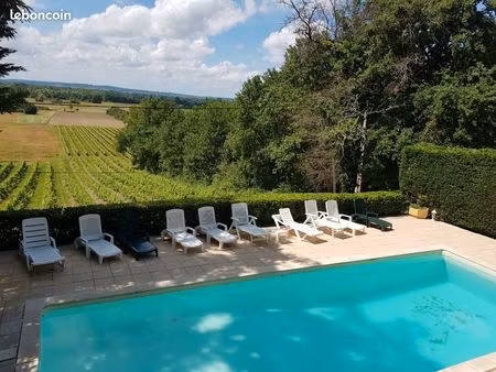 bergeracois-dordogne  maison plain-pied f5  piscine avec vue sur la vallée