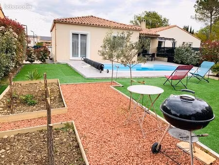 maison plain pied 100m2  4 pièces  piscine  grand garage