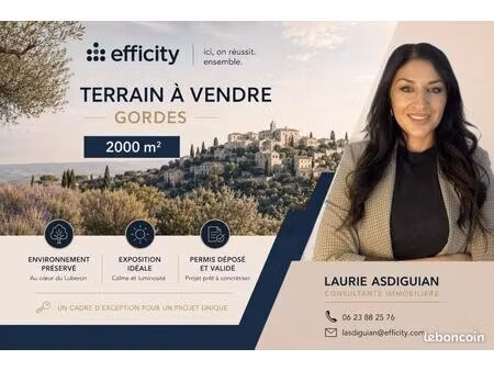 terrain 2 000 m² gordes