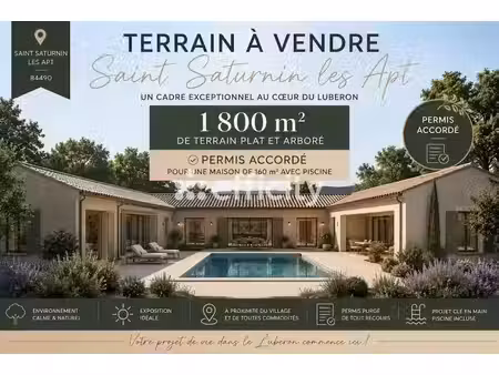 vente terrain 1800 m² à saint-saturnin-lès-apt (84490)  230 000 €
