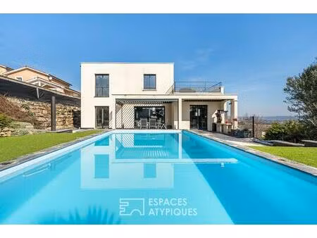 maison contemporaine sur les hauteurs de anse avec vue imprenable sur la chaine des alpes