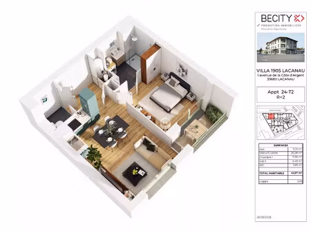 vente appartement 2 pièces 46 m² lacanau (33680)