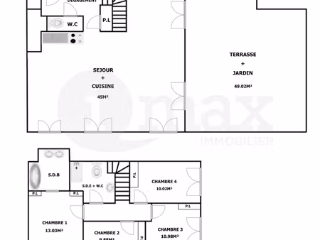 saint-ouen - duplex 5 pieces dernier etage - jardin / terrasse - 1.030.000€ fai