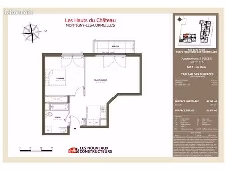 a louer - appartement t2 47m² résidence neuve