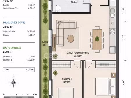appartement à vendre granville 3 pièce(s) 61m2 107 000€