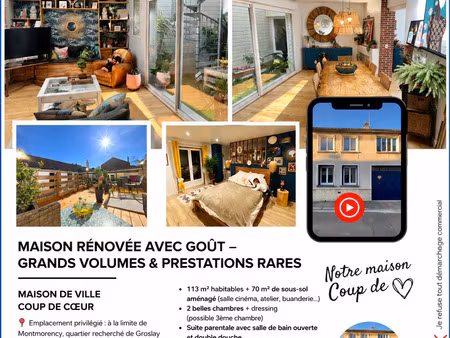 vente maison à montmorency (95160) : à vendre / 113m² montmorency