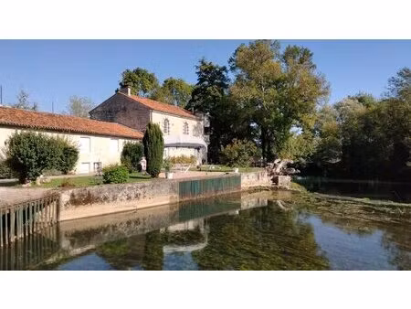 magnifique ancien moulin en pierre situé sur une ile privée  vue  charente