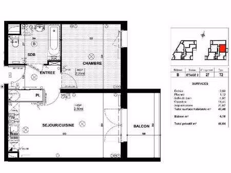location appartement 2 pièces à la chapelle-sur-erdre (44240) : à louer 2 pièces / 42m² la