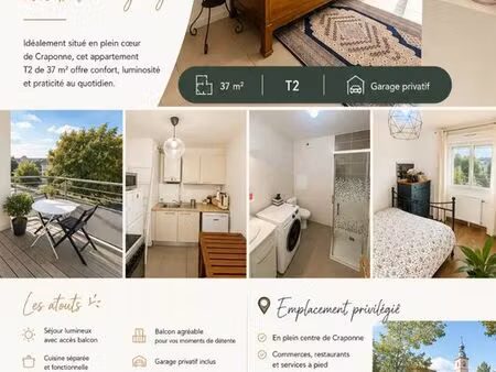 location t2 craponne avec garage et balcon