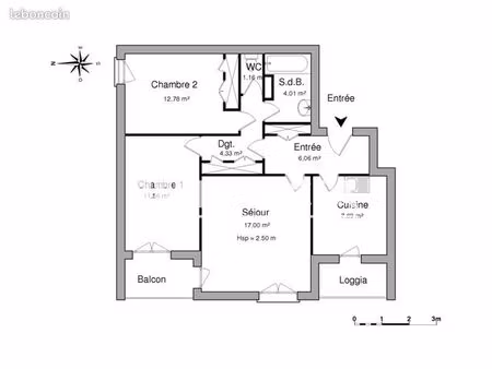 appartement 3 pièces 64 m²