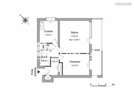 appartement 2 pièces 46 m²