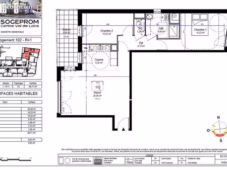 appartement 3 pièces 66 m²