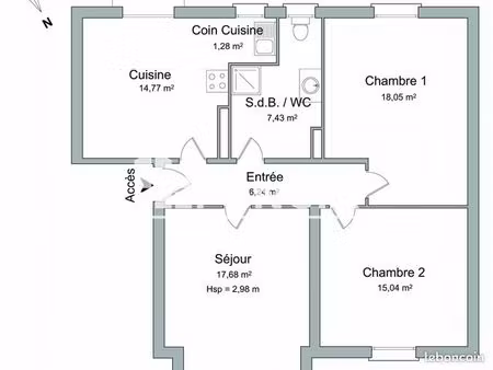 appartement 3 pièces 80 m²