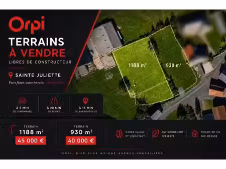vente terrain 1188 m² à sainte-juliette-sur-viaur (12120)  35 000 €