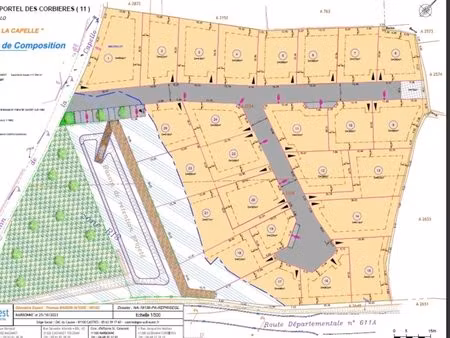 à vendre terrain 677m2 viabilisé – nouveau lotissement “la capelle” portel des corbières